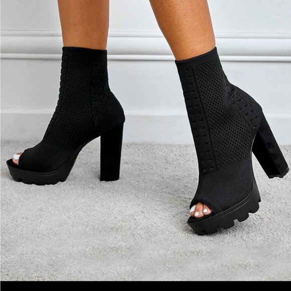 Black Open Toe Boots - Picture 2 of 9